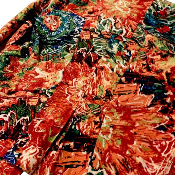 Chico’s Artsy Silk Blend Top Shacket Red WaterColor 0 (Small) Women CareerCore - Picture 15 of 15